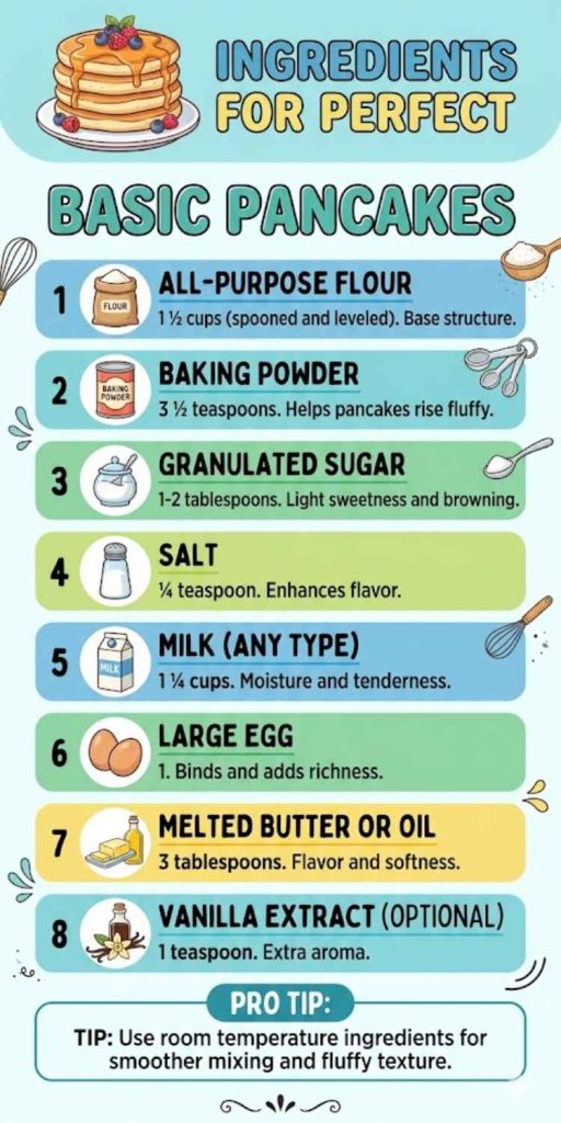 Ingredients for Perfect Basic Pancakes