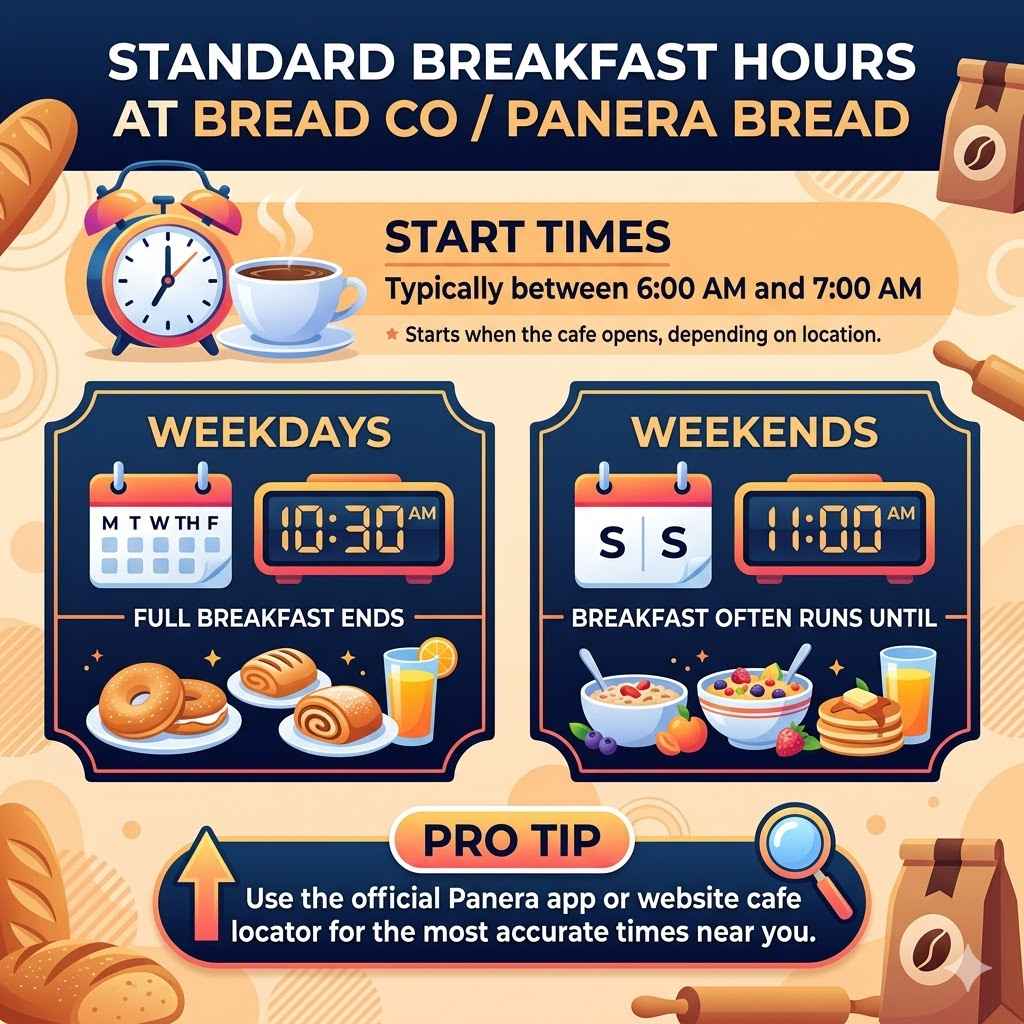 Standard Breakfast Hours at Bread Co / Panera Bread